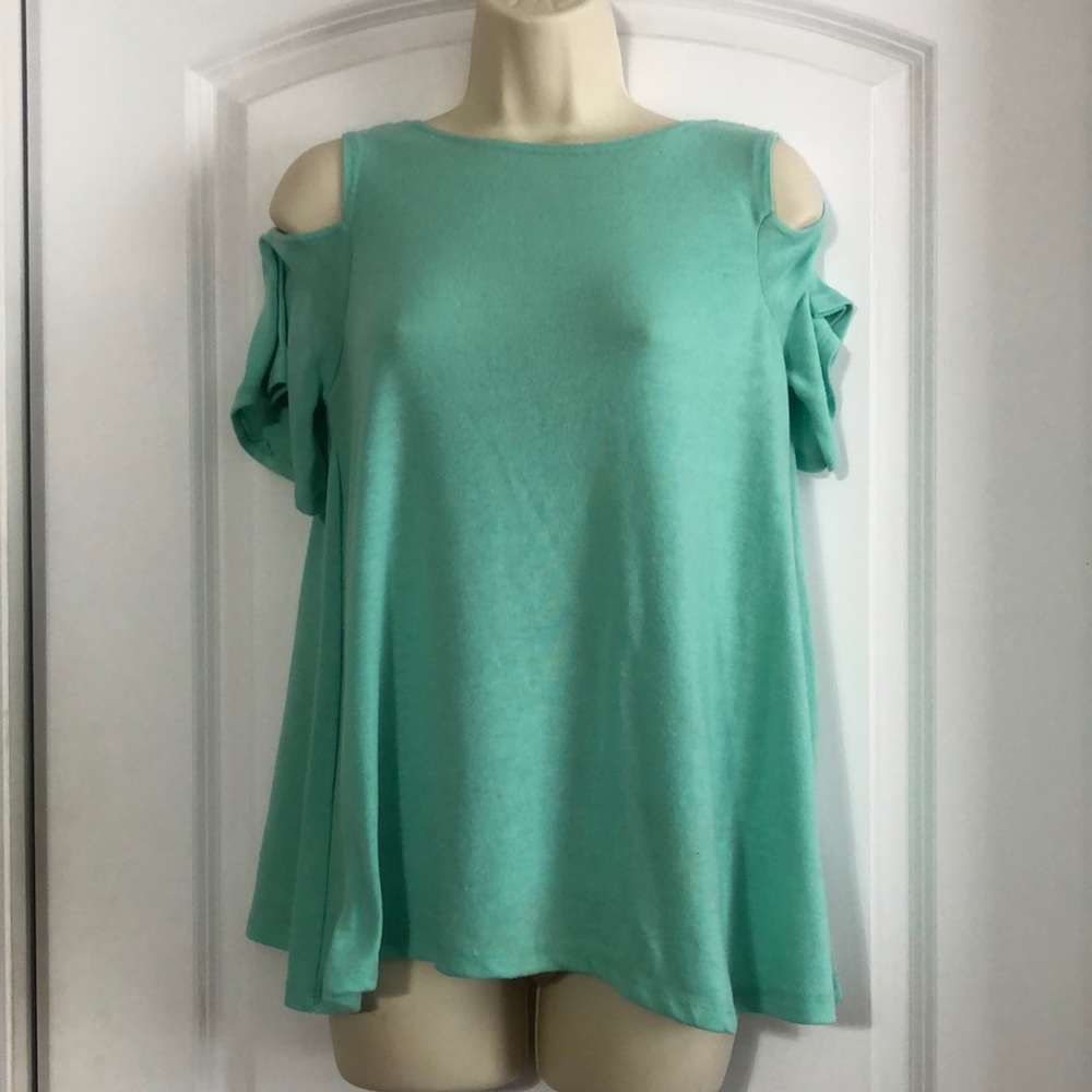 Aqua Cold Shoulder Top